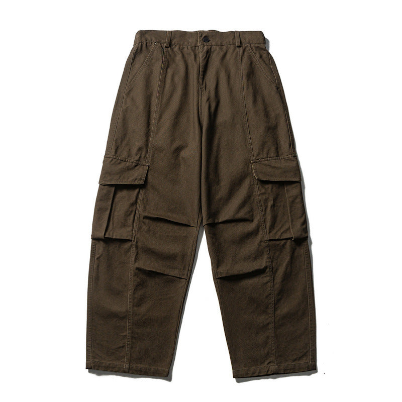 Men's Wide Utility Cargo Pants in Baggy Cut with Multiple Pockets and Reinforced Knee Areas Fashion Glam