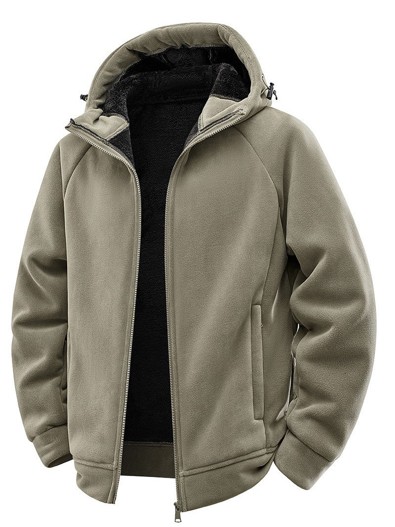 Men's Padded Hooded Fleece Jacket with Teddy Lining and Full-Length Zip Fashion Glam
