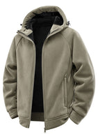 Men's Padded Hooded Fleece Jacket with Teddy Lining and Full-Length Zip Fashion Glam