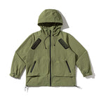 Unisex Technical Oversized Hooded Jacket with Mesh Ventilation Zones, Zipper and Drawstring Fashion Glam