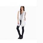 Ladies long sleeveless shaggy faux fur vest with concealing A-line and soft high-pile Fashion Glam