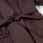 Women's Short Quilted Tailored Quilted Jacket with Shawl Collar and Tie Belt Fashion Glam