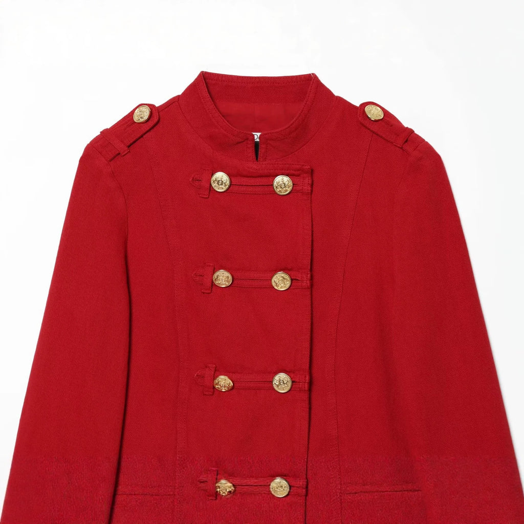 Women’s short military-inspired jacket with decorative ornate buttons Fashion Glam