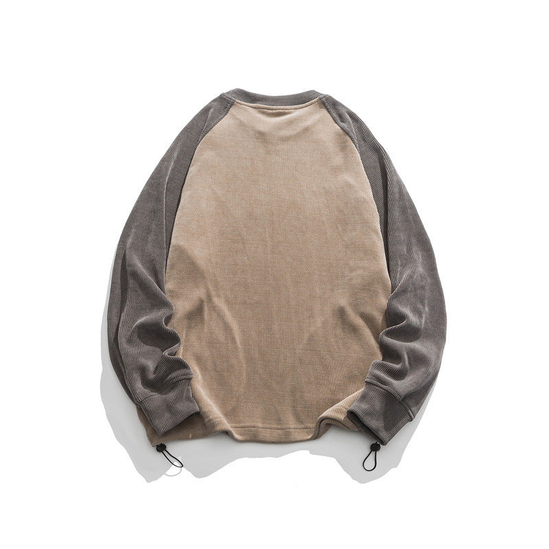 Unisex Oversize Cord Sweatshirt with Raglan Sleeves, Kangaroo Pockets and Drawstring Hem Fashion Glam