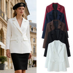 Women's tailored double-breasted blazer with patch pockets and Viennese seams Fashion Glam