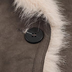 Women Longer Reversible Faux Fur Coat with Oversized Shawl Collar and Patch Pockets Fashion Glam