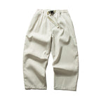 Men's Wide Cut Relaxed Pants with Elastic Waistband, Pleats and Integrated Woven Belt Fashion Glam