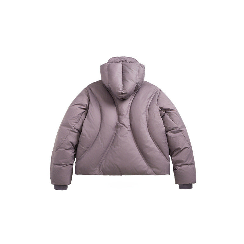 Unisex Short padded puffer jacket with high closing collar, voluminous hood and zippered pockets Fashion Glam