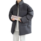 Women's Padded Oversized Quilted Jacket with High Stand-Up Collar and Straight Cut Fashion Glam