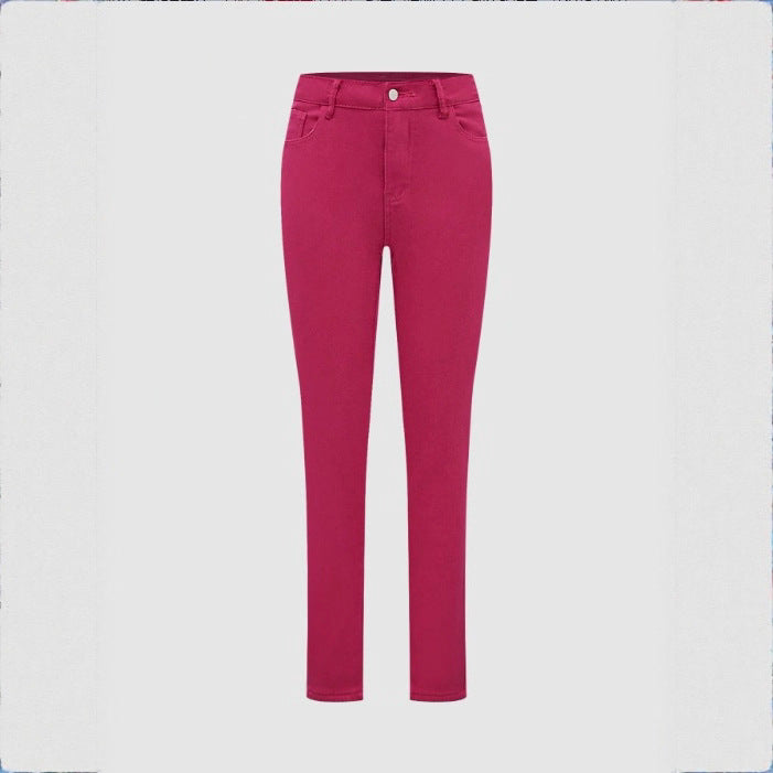 Women High-waisted Thermo-Sculpting Skinny Jeans with Fleece Lining and Shaping Stretch Band Fashion Glam