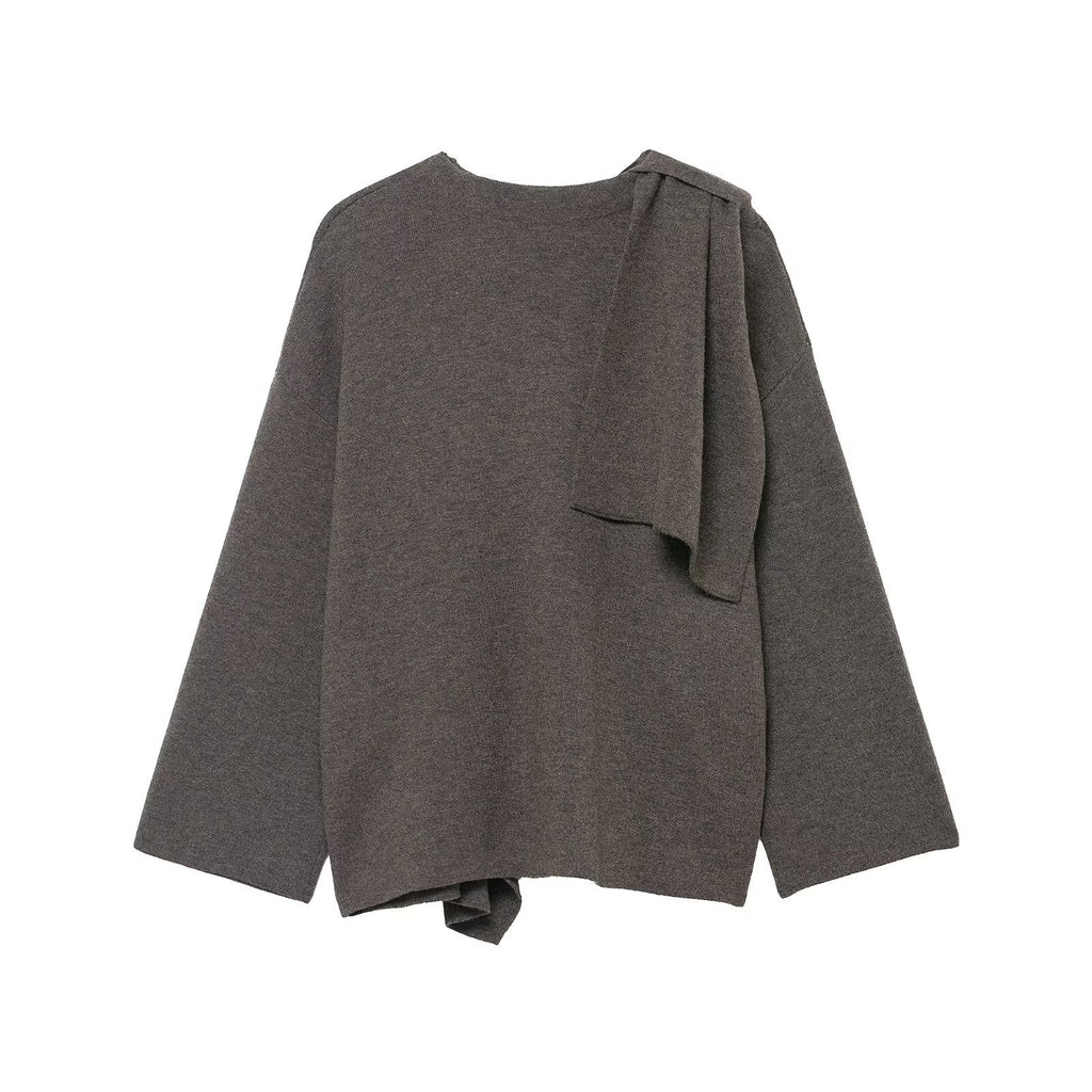Women's Draped Oversized Cardigan with Hooded Collar and Wide Sleeves Fashion Glam