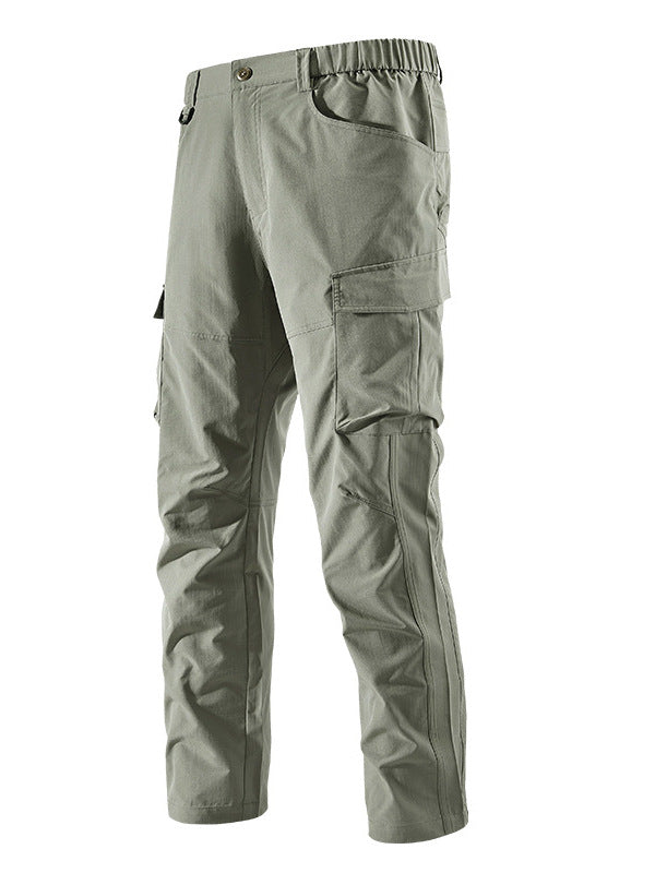 Men's Robust-Constructive Cargo Trekking Pants with Elastic Waistband and Multiple Pockets Fashion Glam