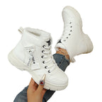 Ladies Lined Lace-Up Ankle Boot with Thick Tread Sole and Side Zip Fashion Glam
