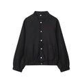 Women Oversized Wool Blend Bomber Jacket with Raglan Sleeves and Drawstring Hem Fashion Glam