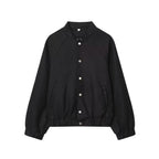 Women Oversized Wool Blend Bomber Jacket with Raglan Sleeves and Drawstring Hem Fashion Glam