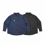 Unisex Boxy Denim Overshirt in Worker Look with Patch Pockets and Rounded Hem Fashion Glam