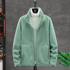 Women Cozy Fleece Jacket with Teddy Lining, Stand Collar and Two Zip Pockets Fashion Glam