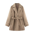 Women's short trench coat in suede-look velvet with tie belt Fashion Glam