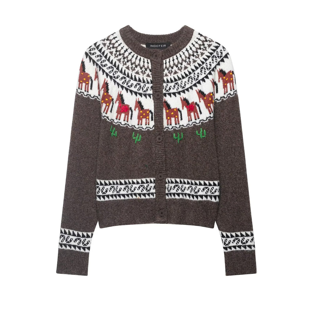 Women’s fine knit cardigan with crocheted Peter Pan collar Fashion Glam