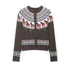 Women’s fine knit cardigan with crocheted Peter Pan collar Fashion Glam