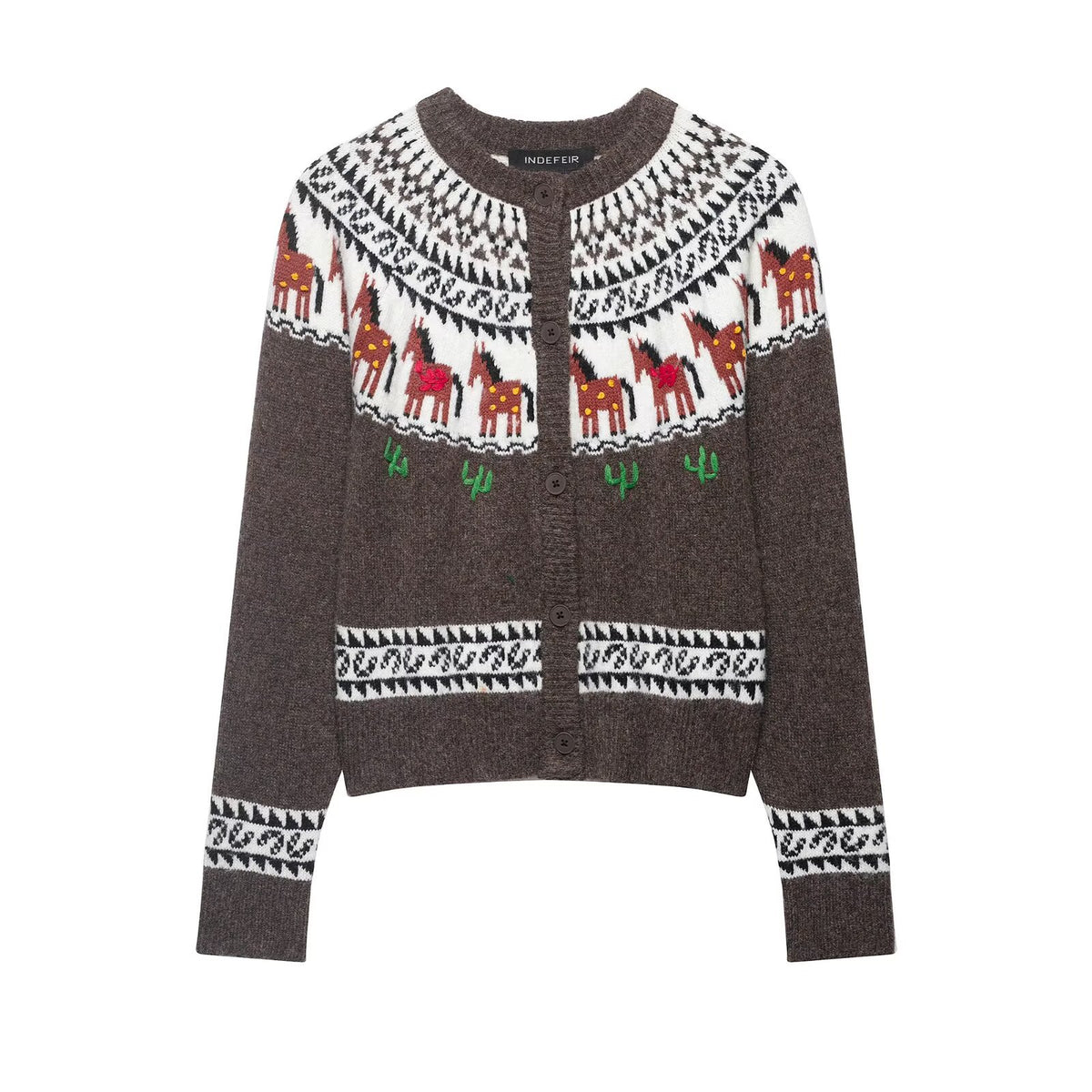 Women’s fine knit cardigan with crocheted Peter Pan collar Fashion Glam