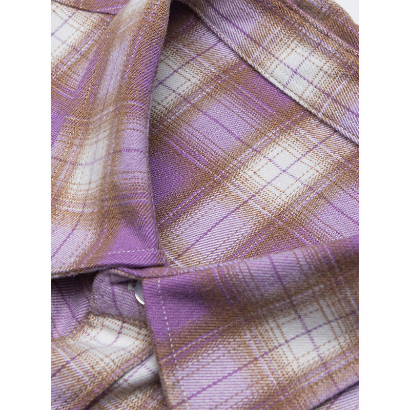 Women Oversized Check Shirt with Longline Cut, Chest Pocket and Rounded Hem Fashion Glam