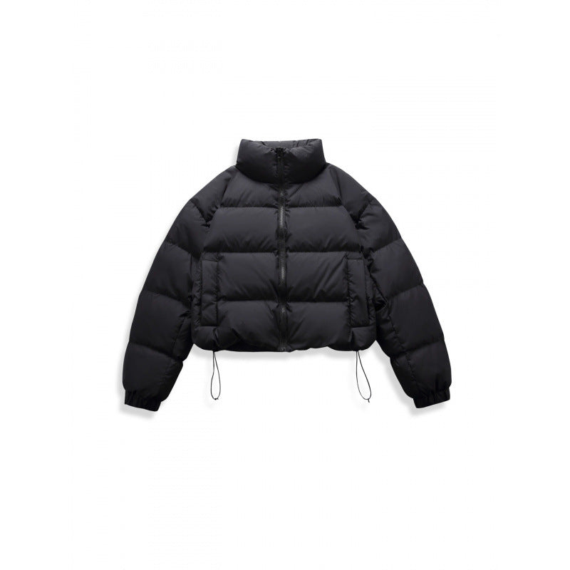 Women's short quilted winter jacket in cropped style with high stand-up collar Fashion Glam