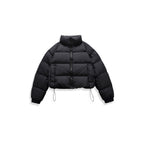 Women's short quilted winter jacket in cropped style with high stand-up collar Fashion Glam