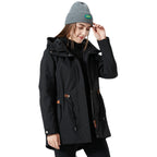 Women's Water-Repellent Fitted Parka Jacket with Hood and Drawstring Fashion Glam