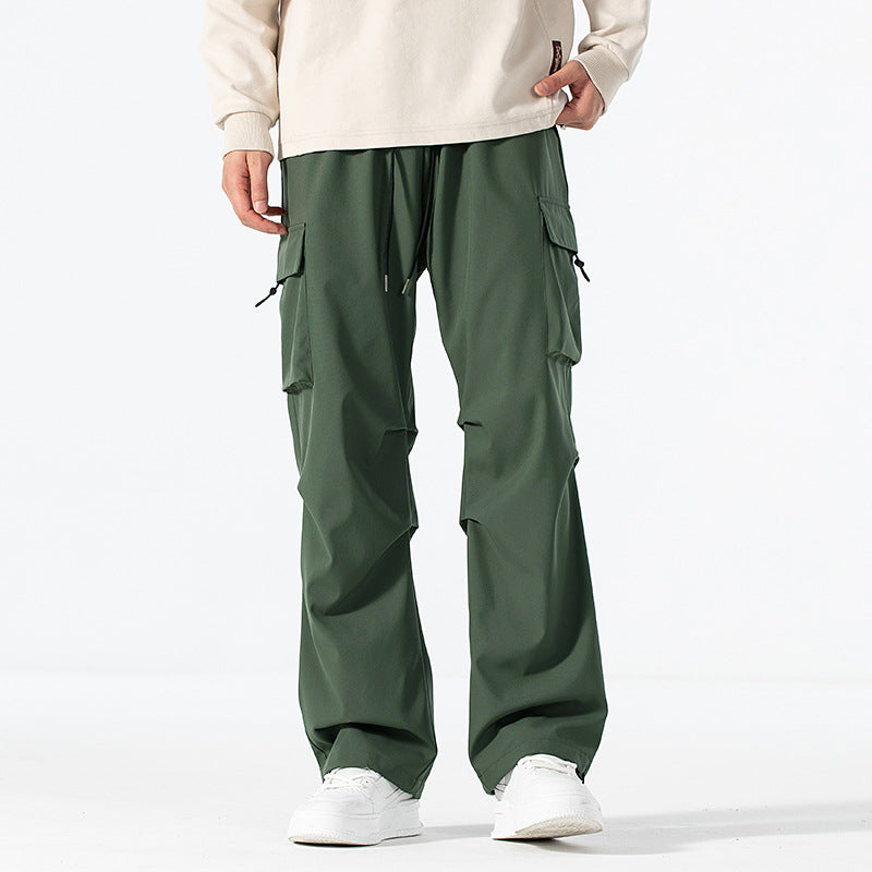 Men's Loose-Fitting Cargo Utility Pants with Drawstring Waist and Multiple Pockets Fashion Glam