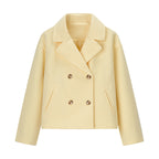 Women Short-cut double-breasted wool blend peacoat with boxy oversized silhouette Fashion Glam