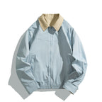 Unisex Short-cut Utility Blouson with Contrast Shirt Collar and Shaping Seams Fashion Glam