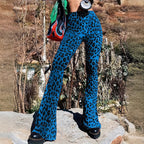 Women Flared Leopard Print Pants Fashion Glam