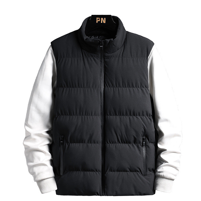 Men's Sleeveless Thermal Quilted Vest with Stand-Up Collar, Windproof Shell and Zipper Pockets Fashion Glam