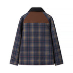 Women’s Oversize Checkered Field Jacket with Waxed Look and Snap Button Placket Fashion Glam