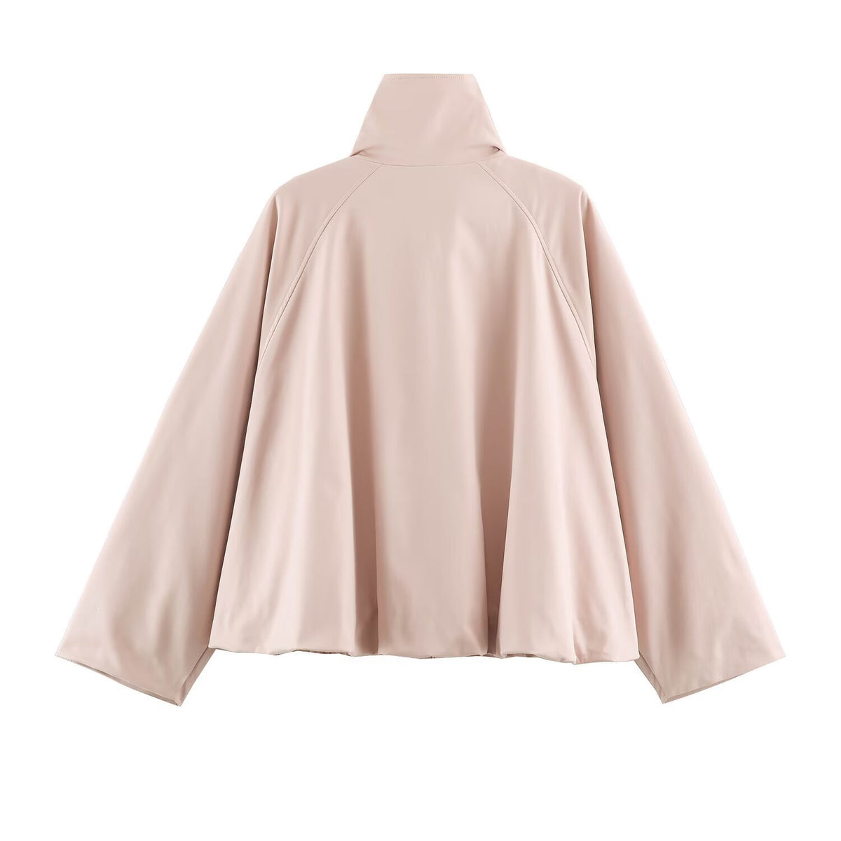 Women's Oversized Training Jacket with High Stand Collar, Raglan Sleeves, and Concealed Zipper Fashion Glam