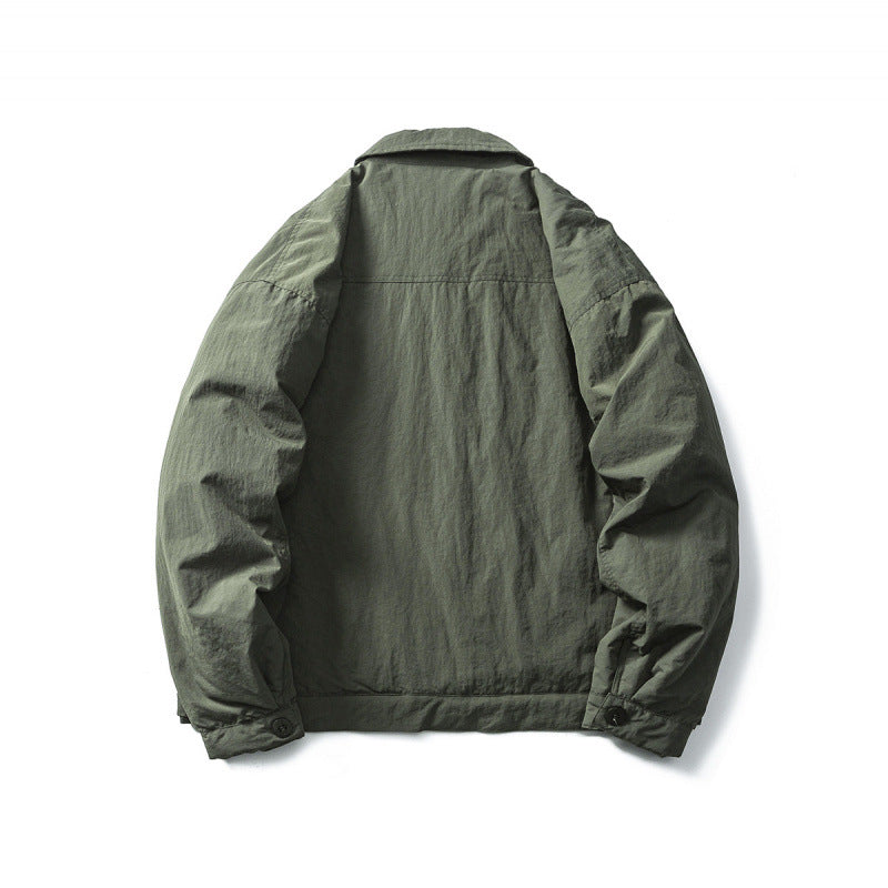 Men's Lightweight Oversized Field Jacket in Workwear Style with Shirt Collar and Button Closure Fashion Glam