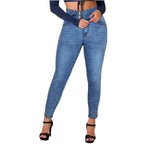 Women High-Waisted Sculpting Skinny Jeans with Reinforced V-Waist and Push-Up Effect Fashion Glam