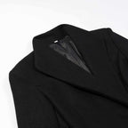Women Tailored Long Coat with distinctive shoulder pads and asymmetric lapel Fashion Glam
