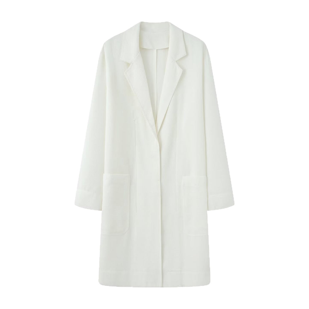 Women Longline Coat with Open Front, Casual Fit and Patch Pockets Fashion Glam