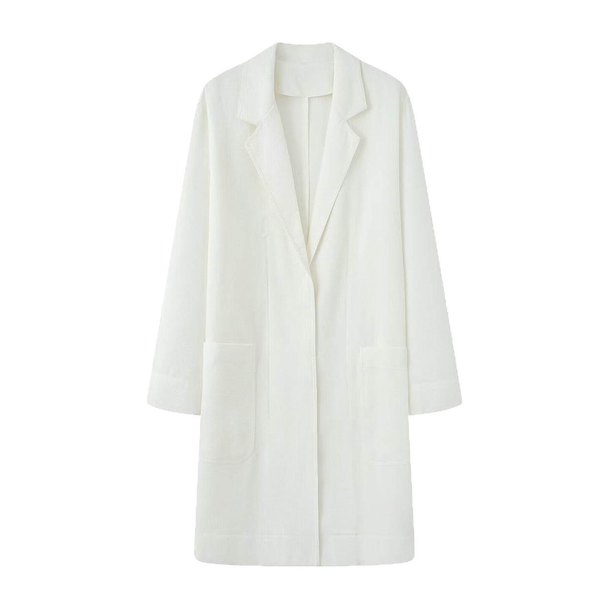 Women Longline Coat with Open Front, Casual Fit and Patch Pockets Fashion Glam