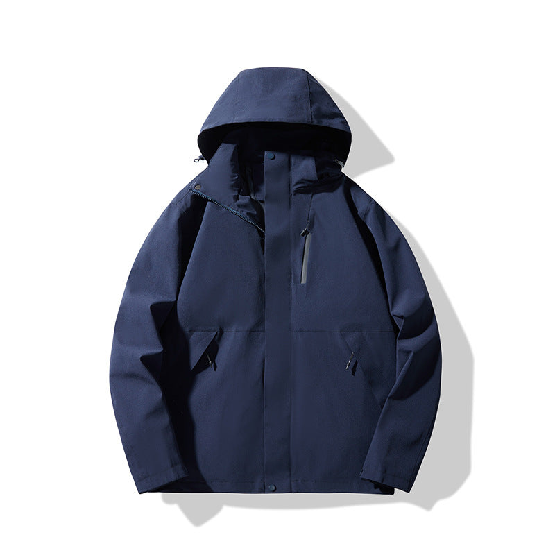 Men's Technical Waterproof Hooded Shell Jacket in Minimalist Urban Look Fashion Glam