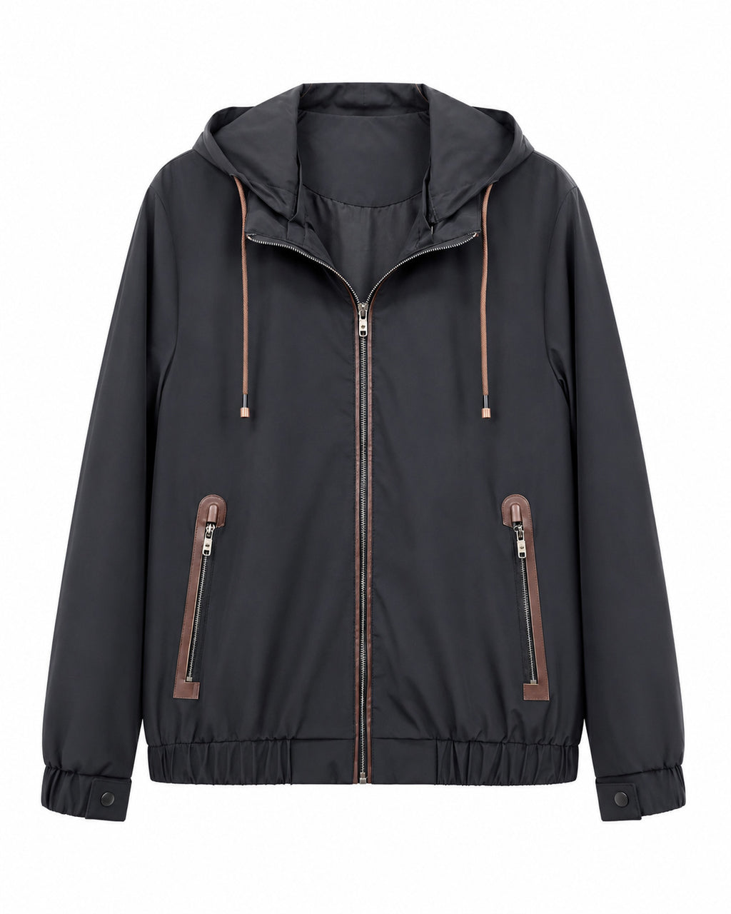Men's Lightweight Softshell Hoodie Jacket with Water-Repellent Outer Layer, Leather Applications and Zipper Pockets Fashion Glam
