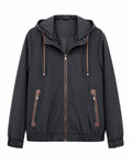 Men's Lightweight Softshell Hoodie Jacket with Water-Repellent Outer Layer, Leather Applications and Zipper Pockets Fashion Glam