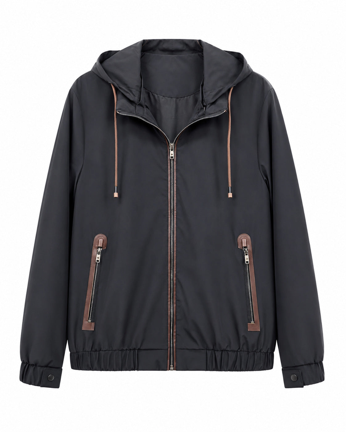 Men's Lightweight Softshell Hoodie Jacket with Water-Repellent Outer Layer, Leather Applications and Zipper Pockets Fashion Glam