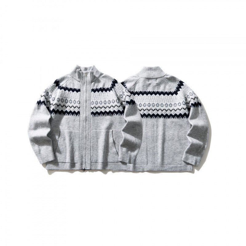 Unisex Norweger cardigan with full zipper, stand-up collar, and side pockets Fashion Glam
