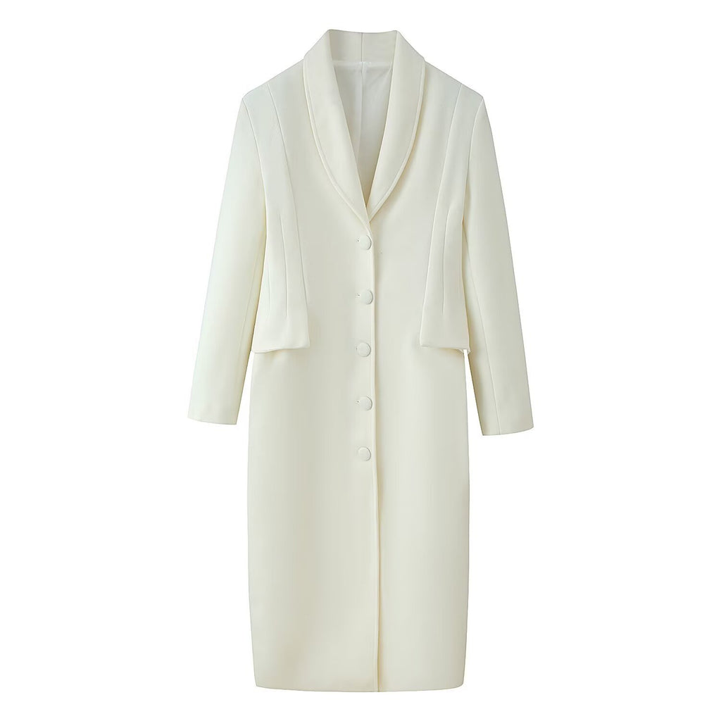 Women’s Longer Wool Blend Coat with Shawl Collar and Tailored Silhouette Fashion Glam