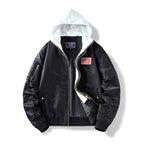 Men's nylon bomber jacket with integrated sweat hood and sleeve utility pocket Fashion Glam