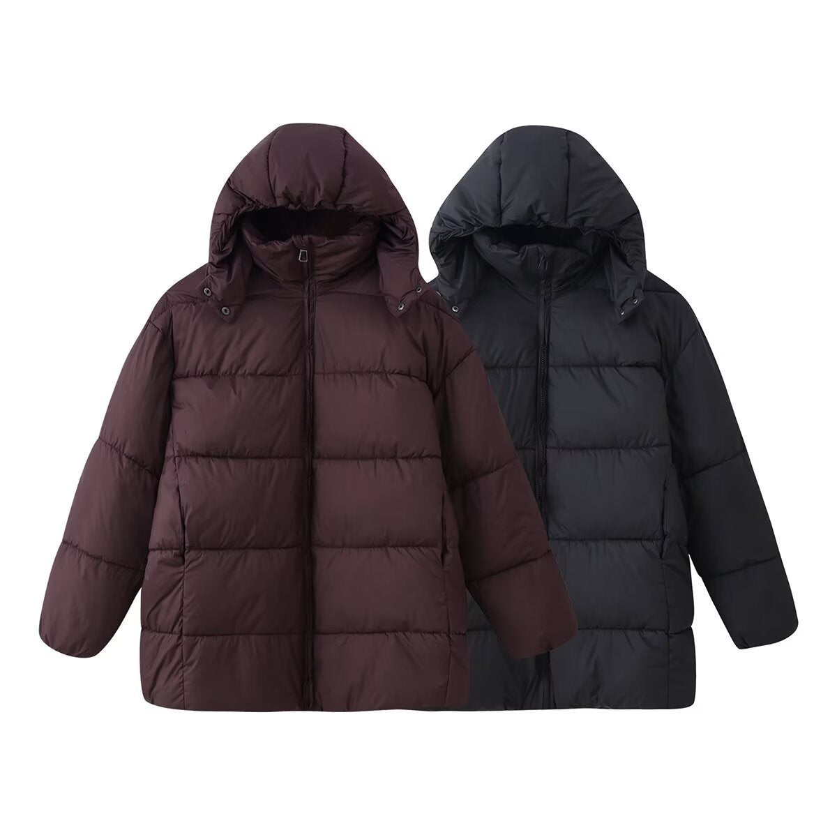 Women's Oversize Padded Coat with Hood and Quilted Thermal Filling Fashion Glam