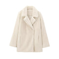 Women's Oversize Teddy Coat made of Faux Fur with Notched Collar and Boxy Silhouette Fashion Glam